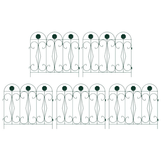 Clôture de jardin 5 pcs vert acier