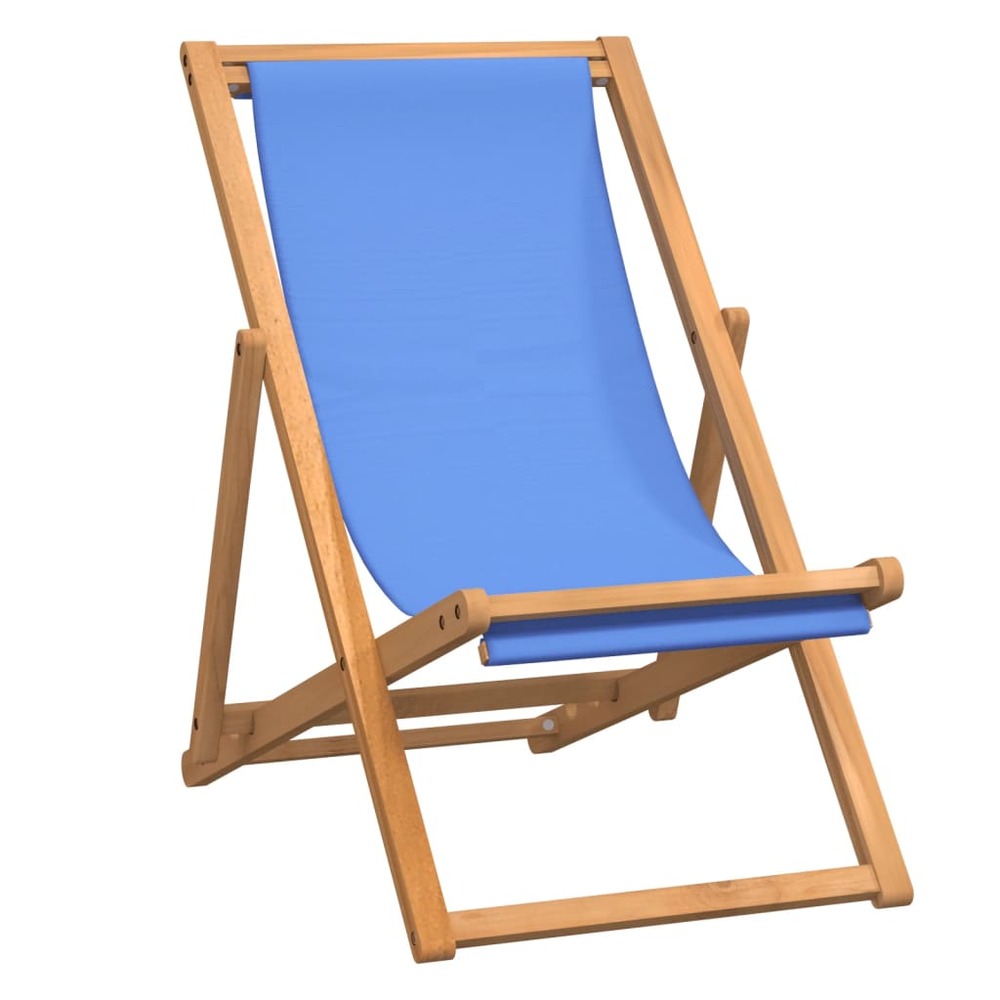 Chaise de terrasse teck 56x105x96 cm bleu