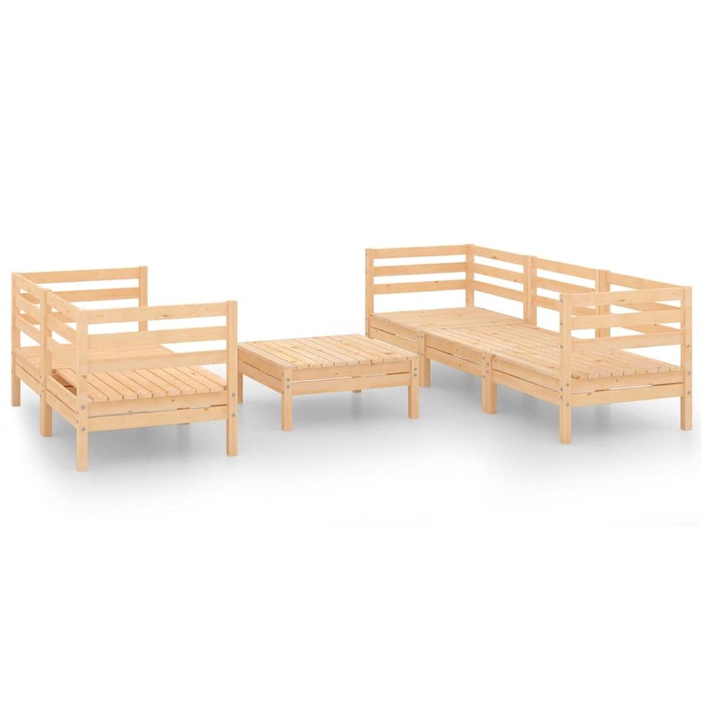 Salon de jardin 6 pcs bois de pin massif