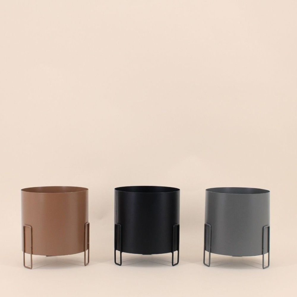 Lot de 3 cache-pots en métal coloré 16,5cm