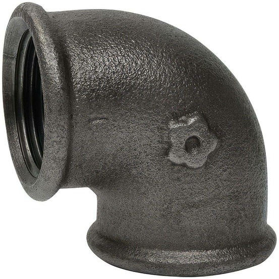 Coude 90° en fonte malléable coeur noir femelle/femelle en 10242 - 3/4''