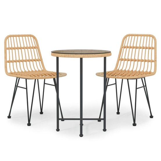 Ensemble à manger de jardin 3 pcs résine tressée