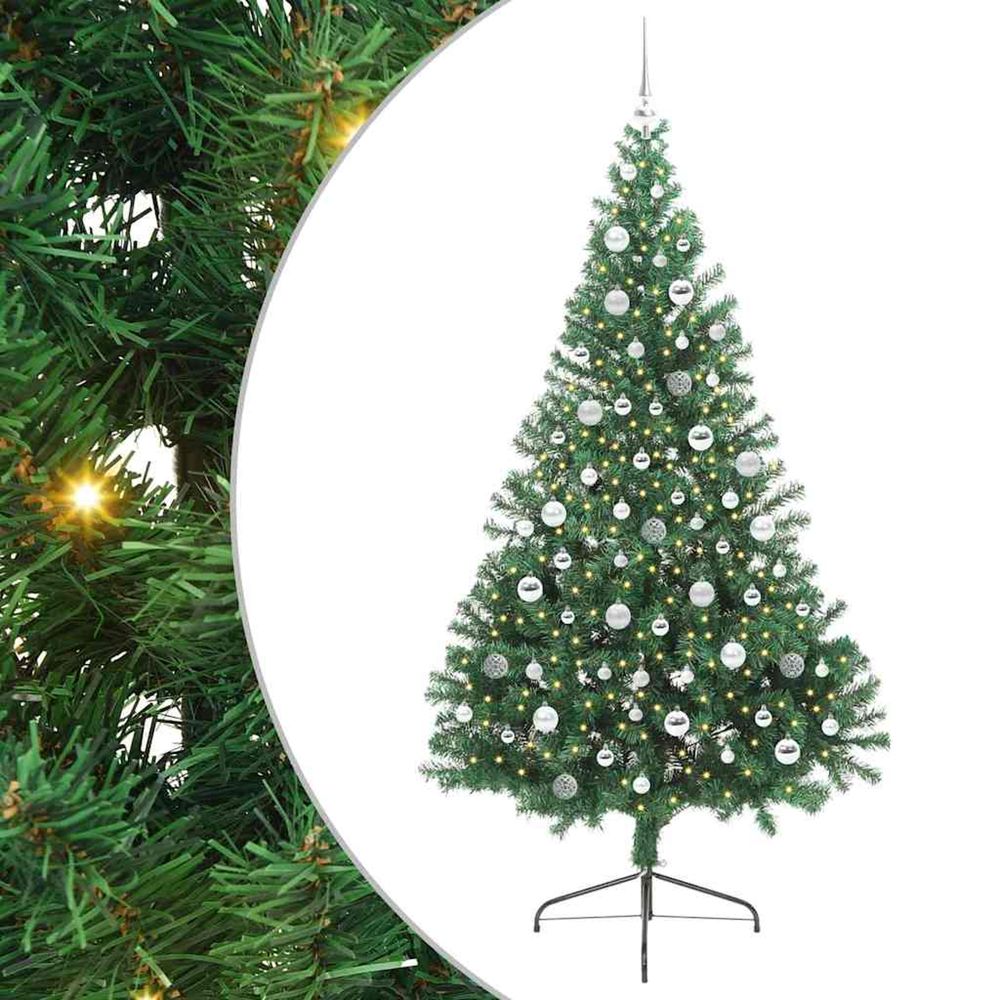 Sapin de noël artificiel pré-éclairé vert 210 cm pvc
