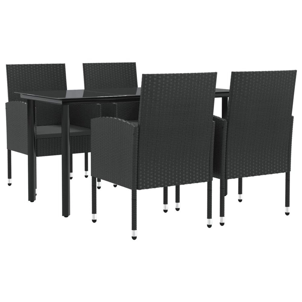 Ensemble à manger de jardin 5 pcs noir résine tressée et acier