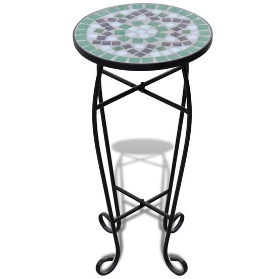 Table d'appoint mosaïque vert et blanc