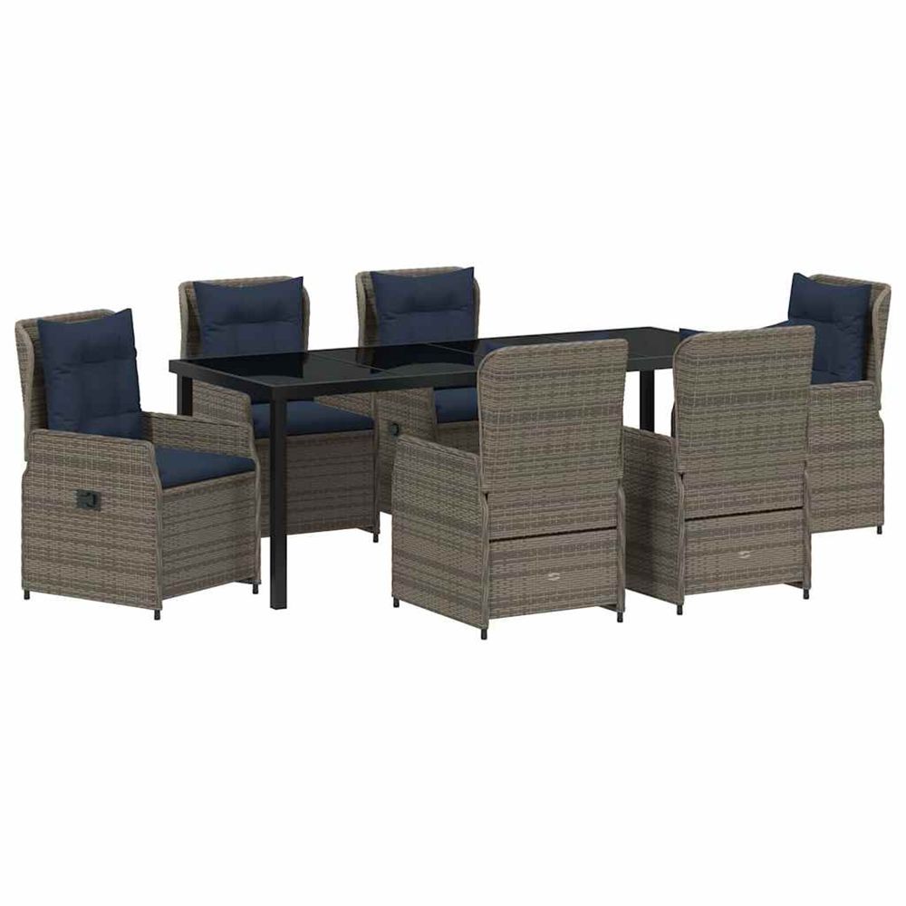 Ensemble de salle à manger pour jardin 7 pc gris poly rotin