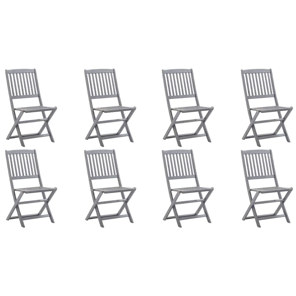 Chaises pliables d'extérieur lot de 8 et coussins bois d'acacia