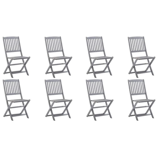 Chaises pliables d'extérieur lot de 8 et coussins bois d'acacia