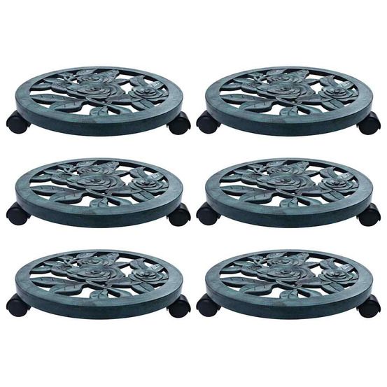 Chariots pour plantes 6 pcs Vert 38 cm