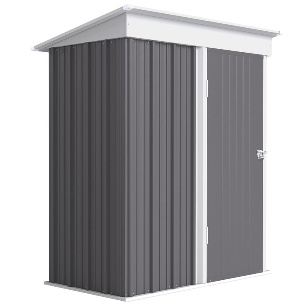 Abri jardin adossable acier rangement extérieur avec étagères gris 161x95cm - comfortxl outdoor living