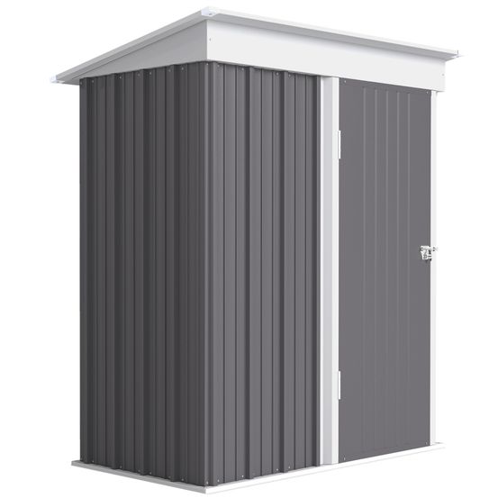 Abri jardin adossable acier rangement extérieur avec étagères gris 161x95cm - comfortxl outdoor living