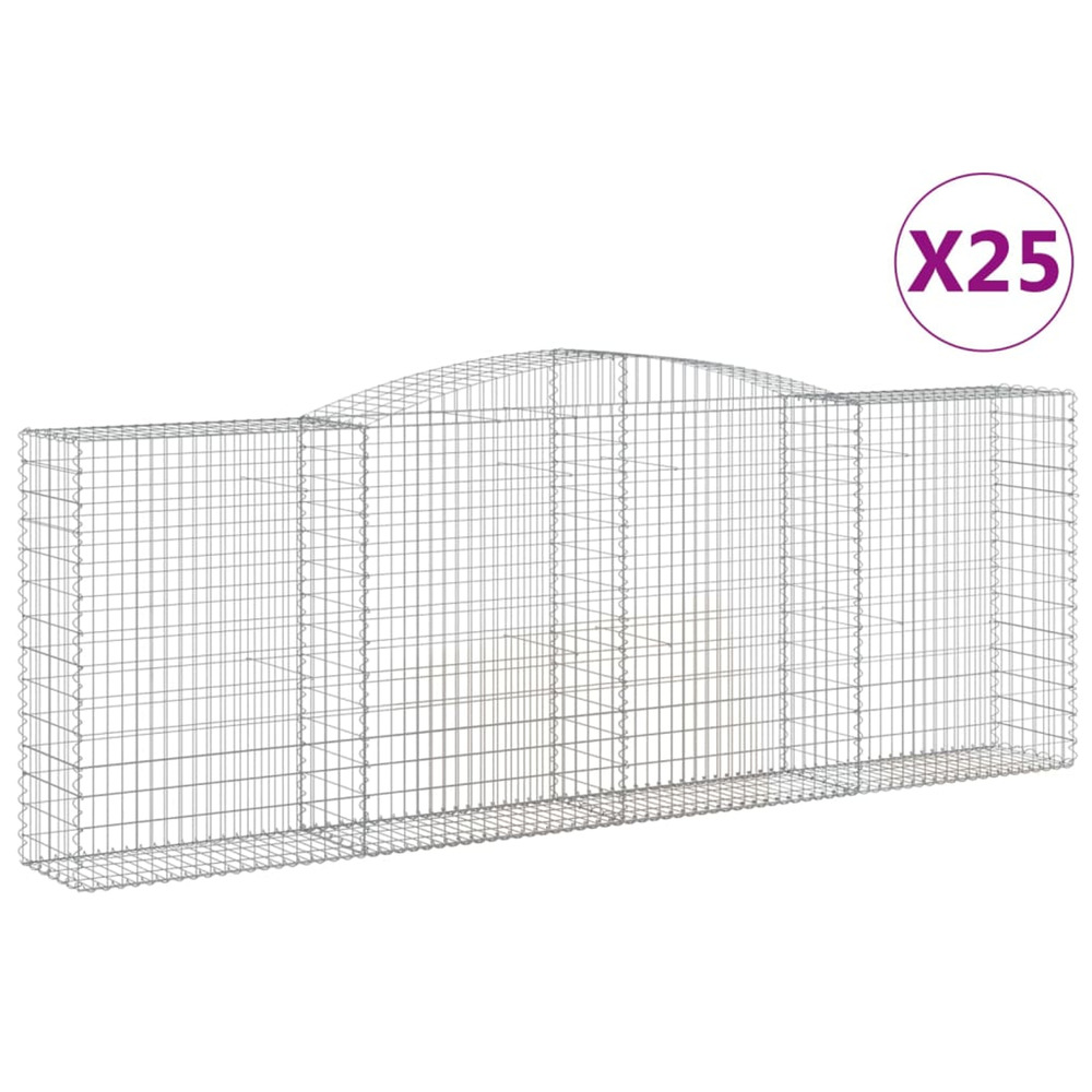 Paniers à gabions arqués 25 pcs 400x50x140/160 cm fer galvanisé