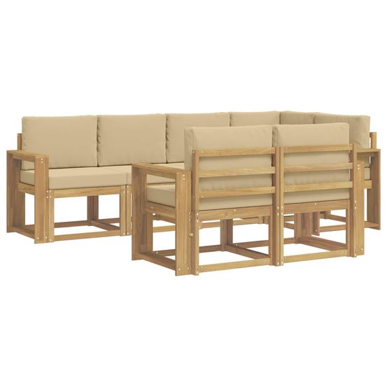 Ensemble de canapés d'extérieur 7 pc blanc et beige polyester