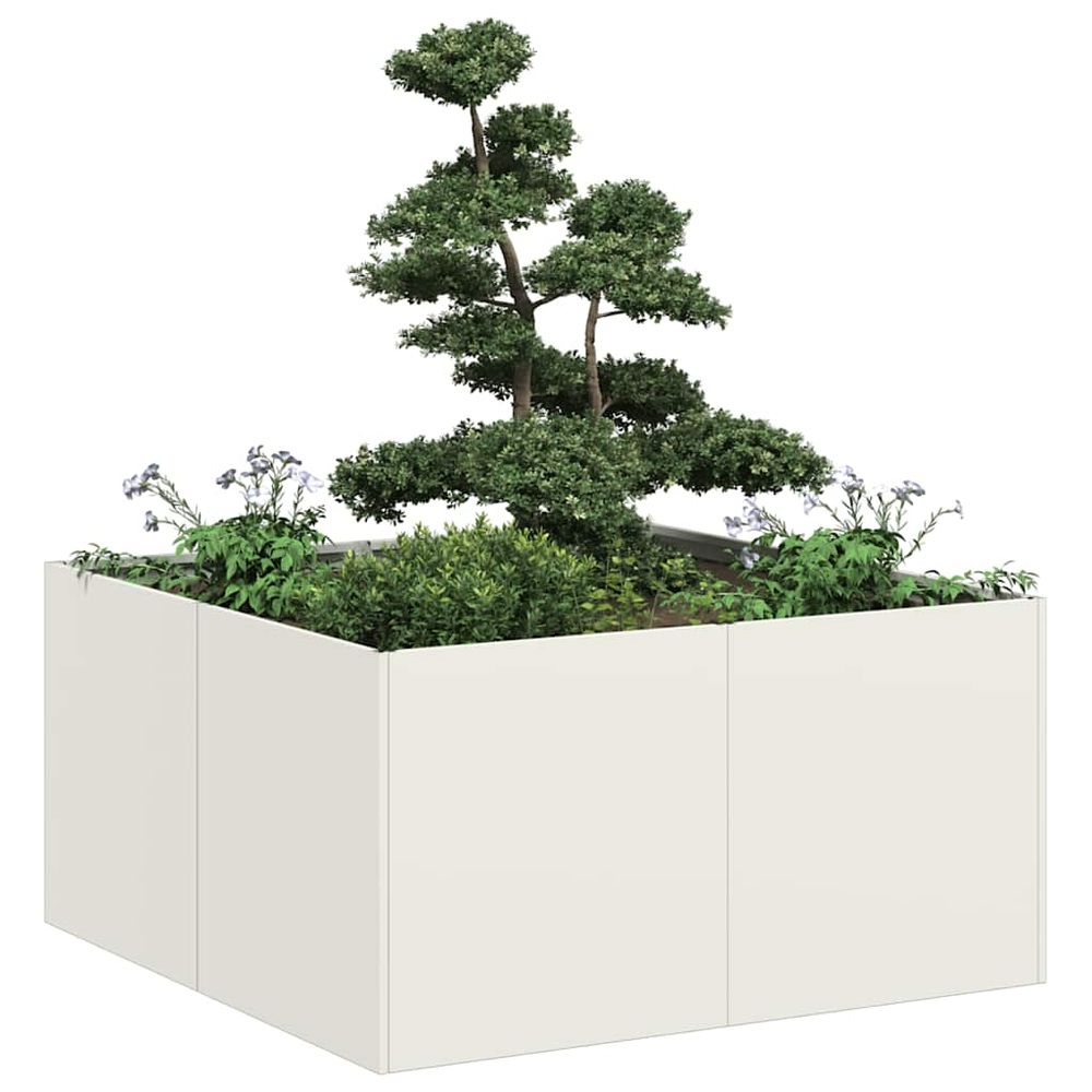 Jardinière carrée acier design pour jardin balcon blanc 80x80 cm