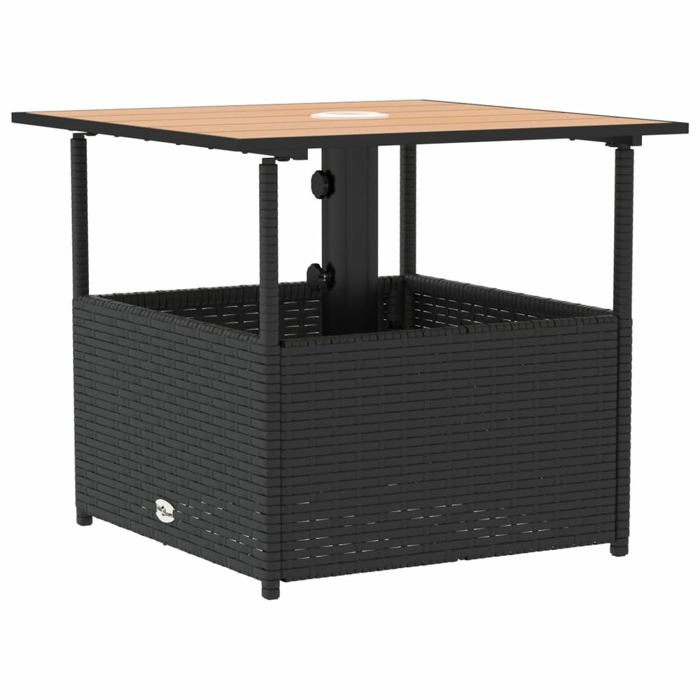 Table de jardin avec trou de parasol noir résine tressée