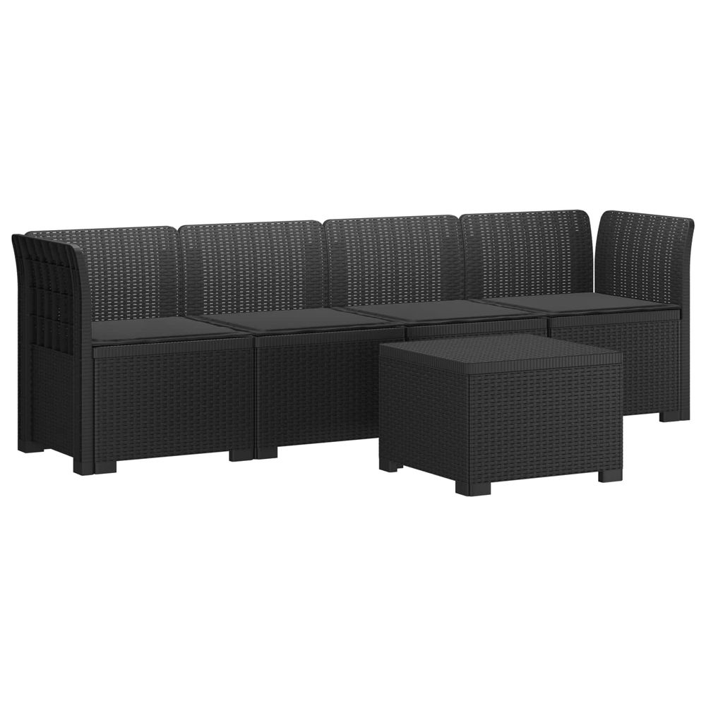 Canapé de jardin 4 places avec coussins look rotin pp