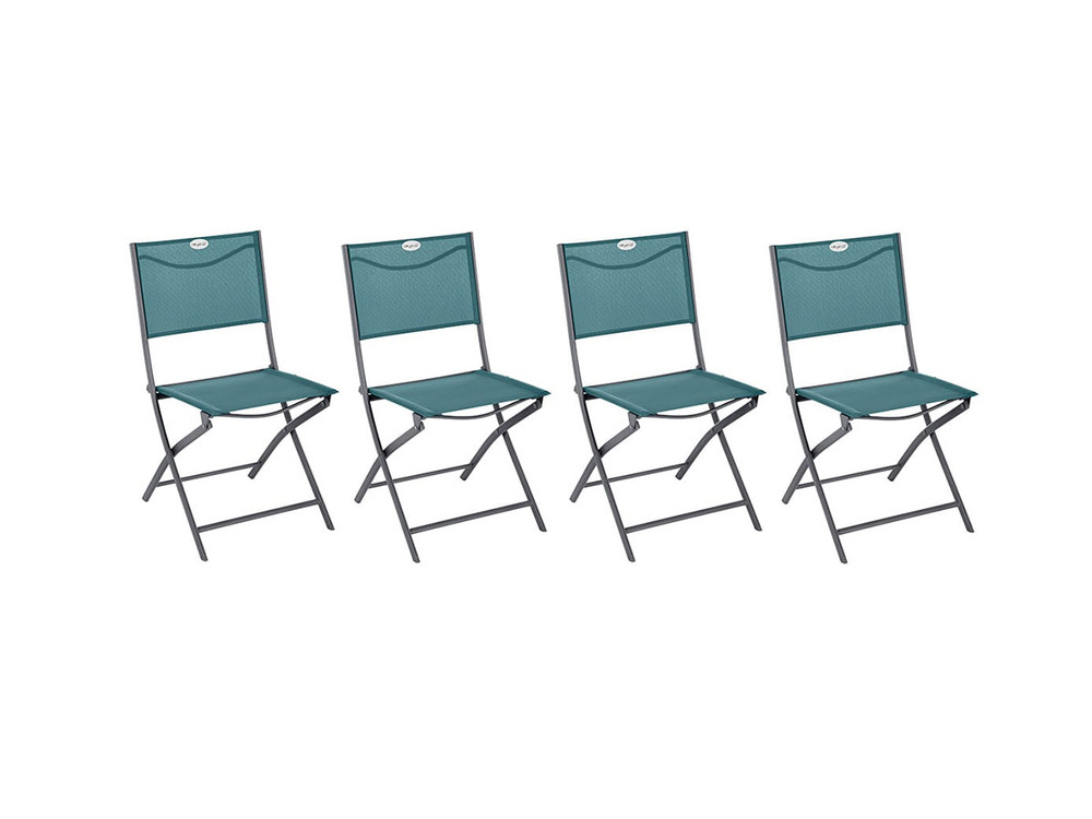 Lot de 4 chaises de jardin pliante métal modula bleu canard/graphite