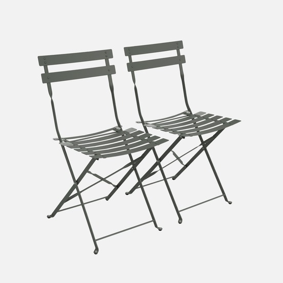 Lot de 2 chaises de jardin pliables - emilia - acier thermolaqué