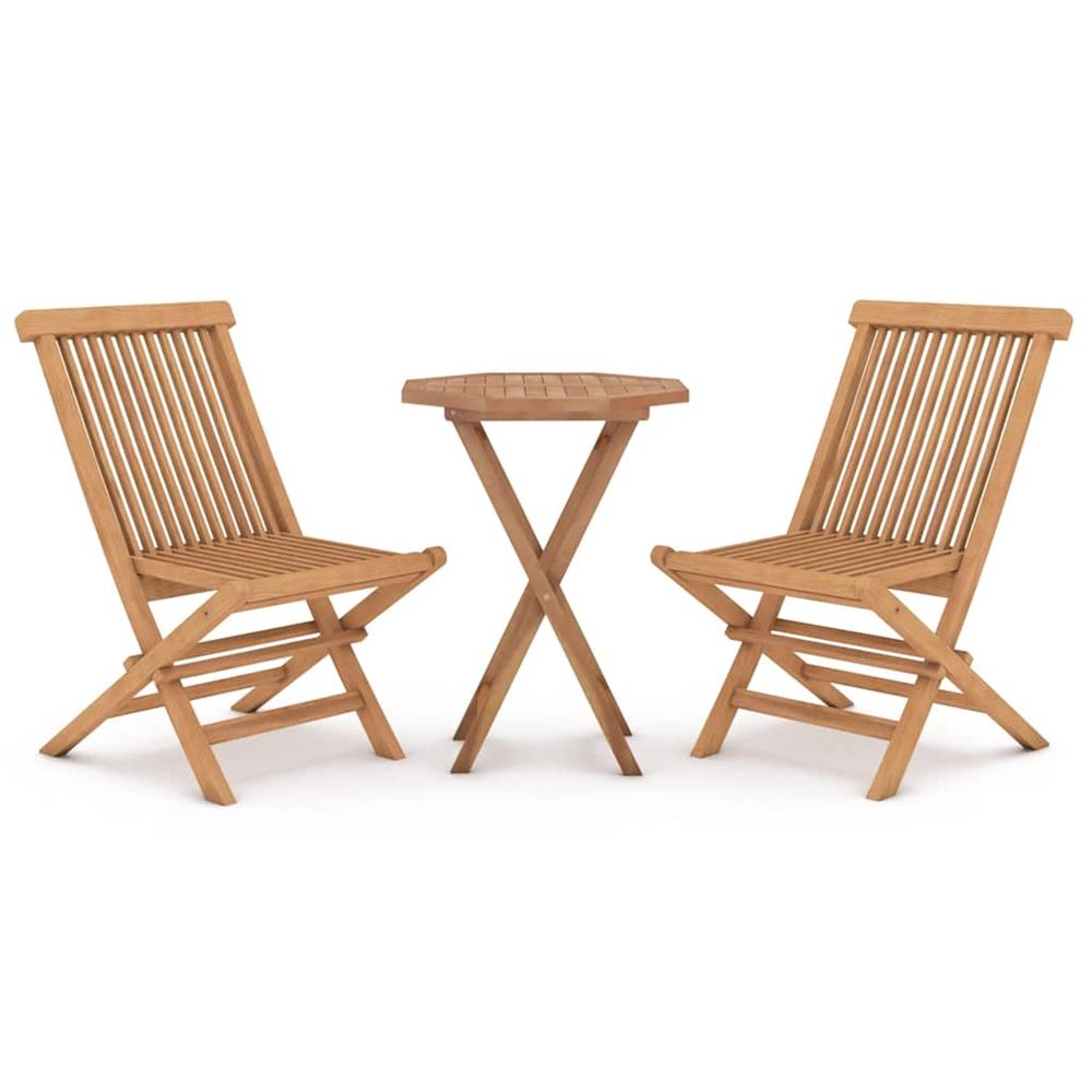 Ensemble à manger de jardin 3 pcs bois de teck massif
