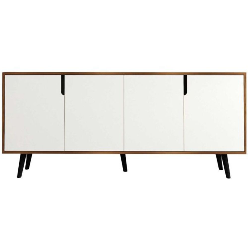 Buffet 4 portes en aggloméré latina modern blanc et noyer