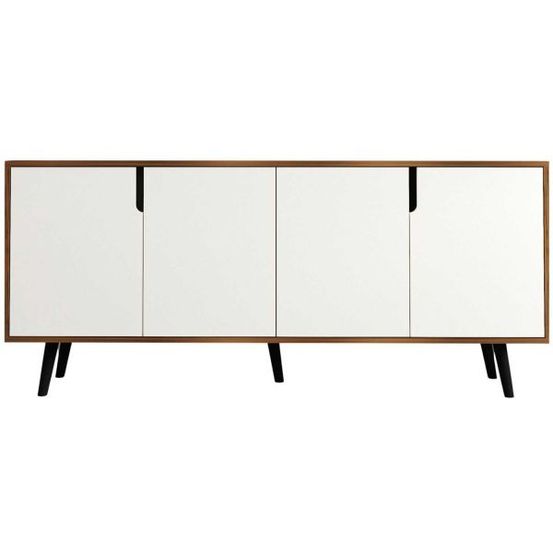 Buffet 4 portes en aggloméré latina modern blanc et noyer