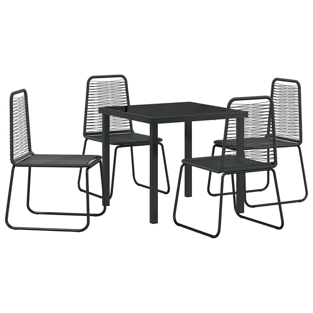 Ensemble de salle à manger pour jardin 5 pcs noir