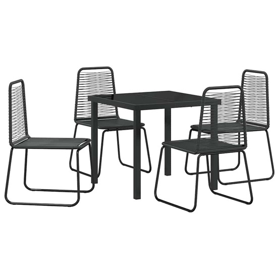 Ensemble de salle à manger pour jardin 5 pcs noir
