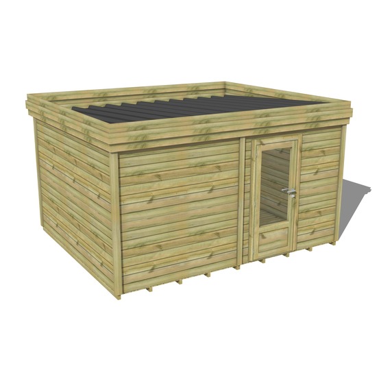 Abri de jardin bois pin traité autoclave 27mm - 5,19x3,44m / 18m2 - bac acier - plancher bois