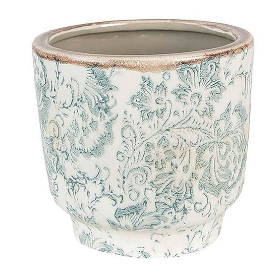 Pot de fleurs céramique vert beige 15x14x14cm