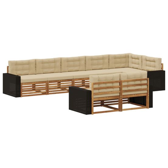 Ensemble de canapés d'extérieur 8 pc naturel et beige