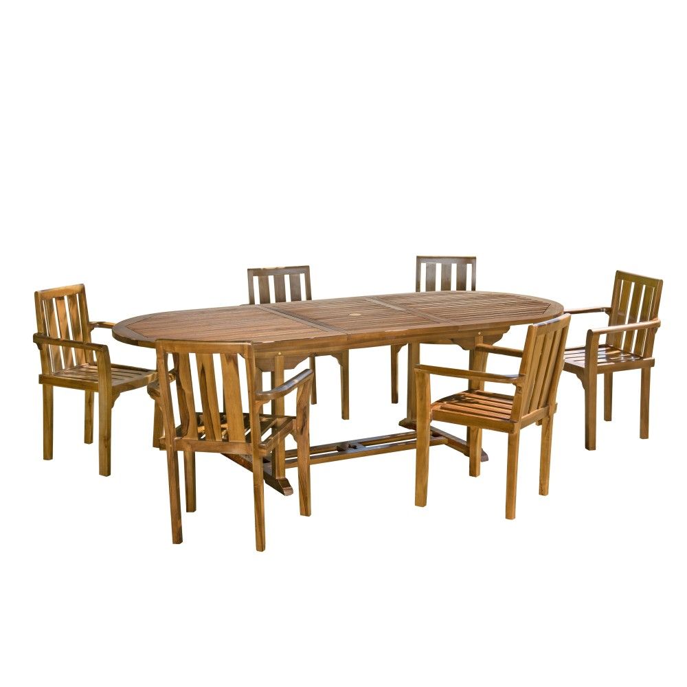 Table de jardin et chaises en teck huilé 8/10 personnes
