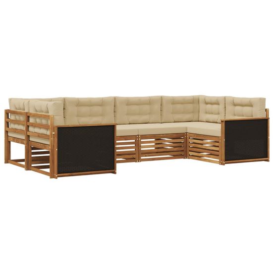 Ensemble de canapés d'extérieur 6 pc naturel et beige