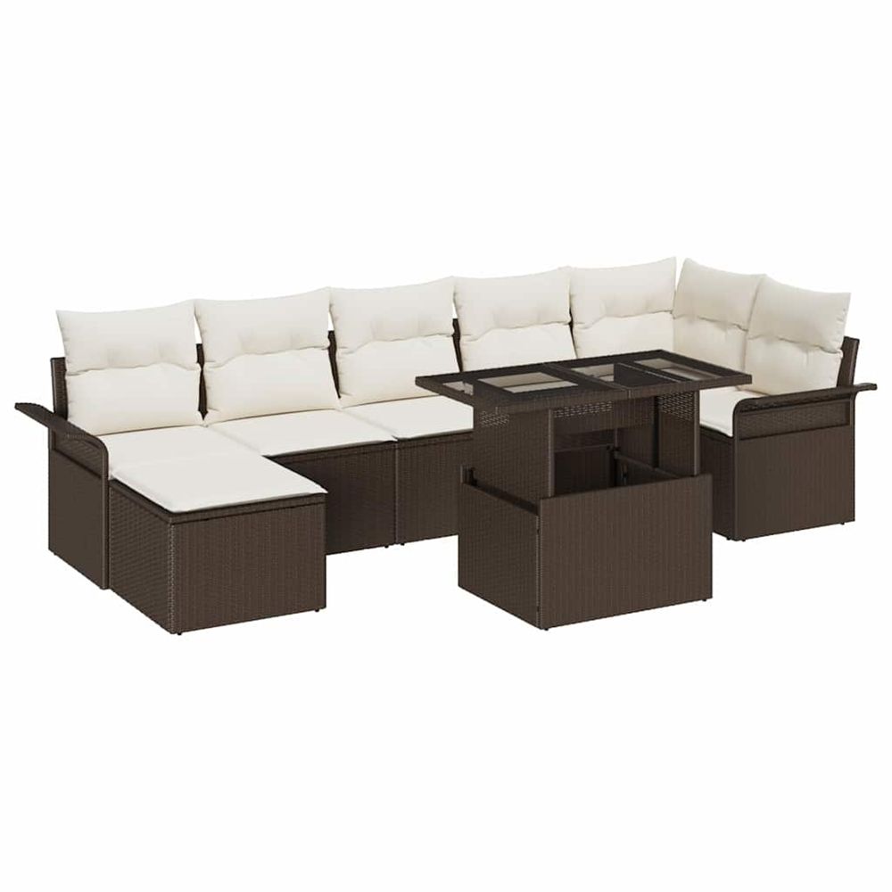 Ensemble de canapé de jardin 8 pc marron
