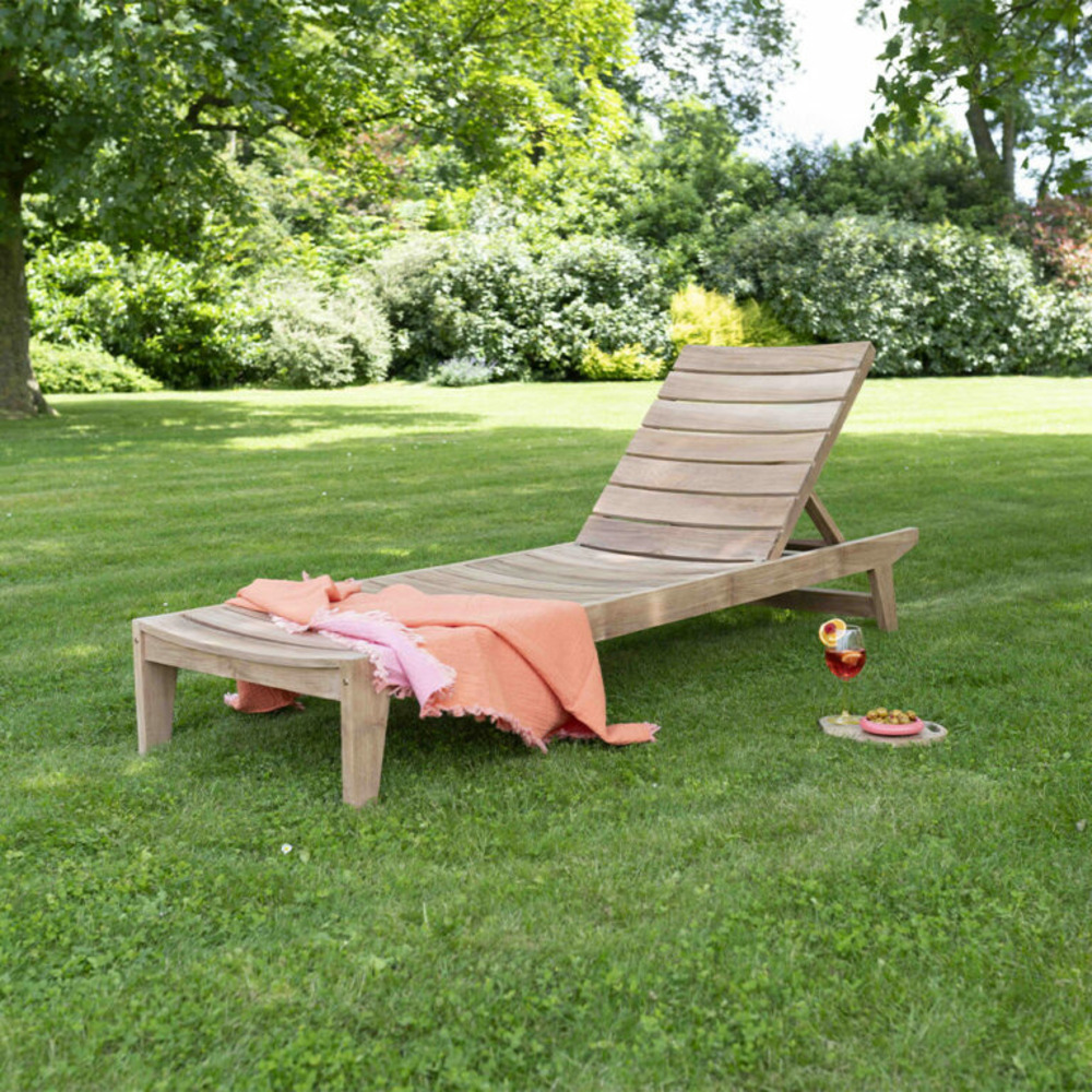 Bain de soleil en teck massif 205cm ocean