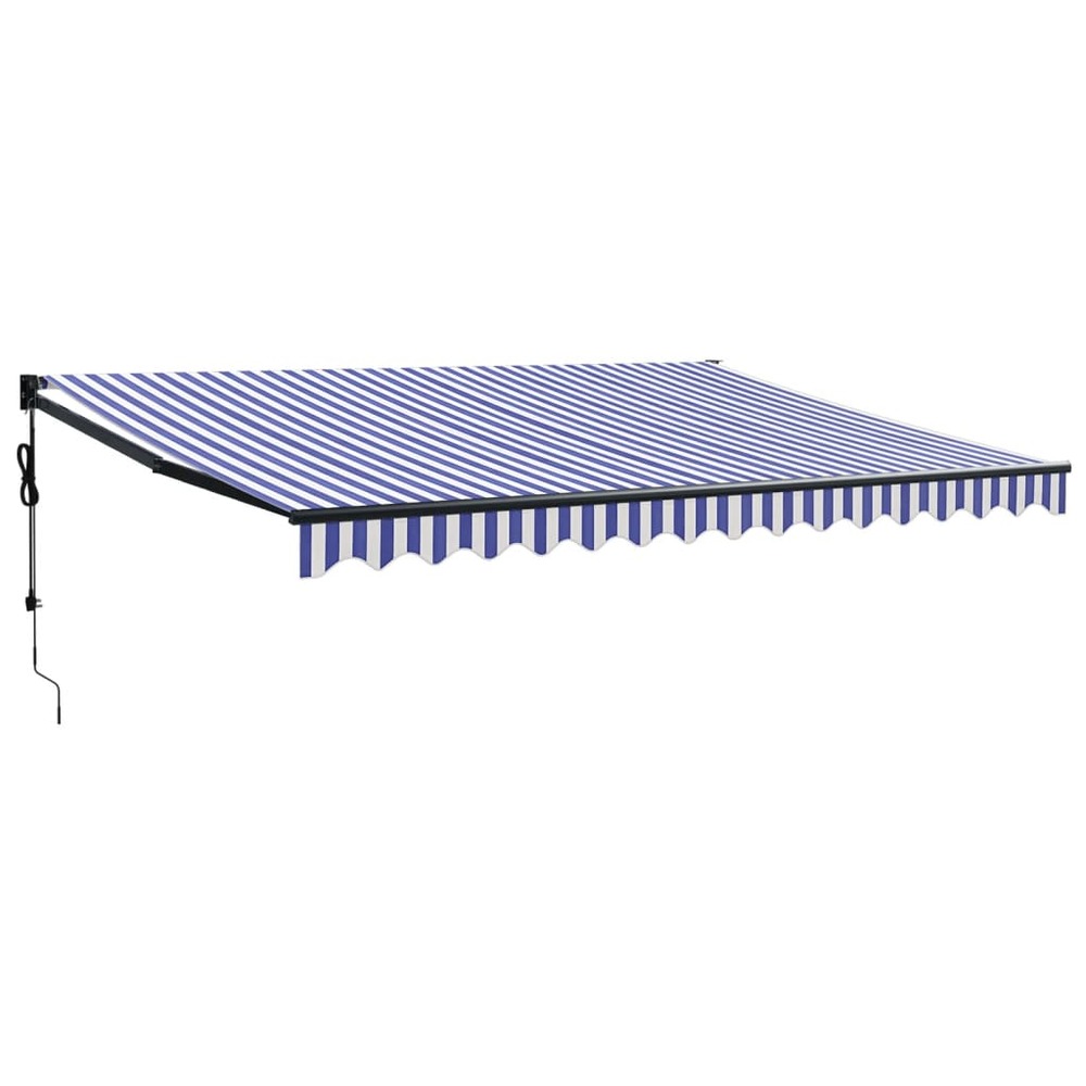 Auvent rétractable automatique bleu et blanc 4,5x3 m