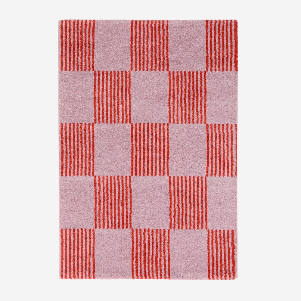 Tapis intérieur damier rouge et rose - fergew