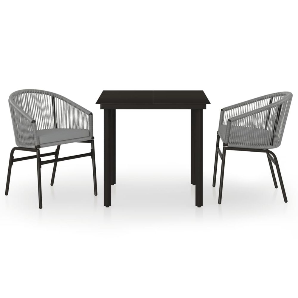 Ensemble à manger de jardin 3 pcs gris