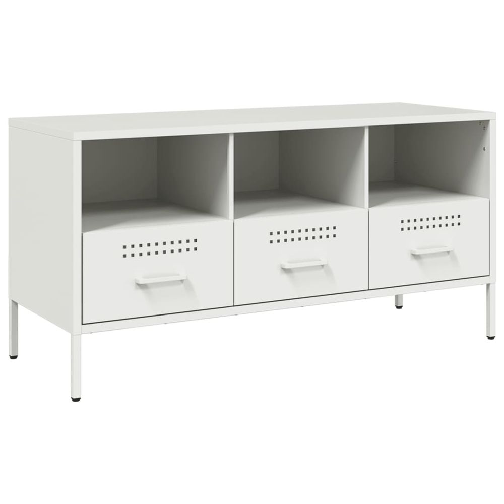 Meuble tv blanc 100,5x39x50,5 cm acier
