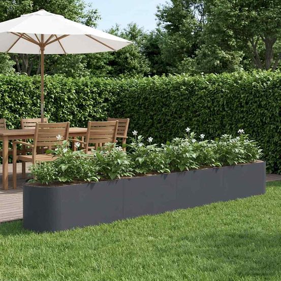 Lit de jardin surélevé acier potager fleurs design ouvert 360x40x40cm anthracite