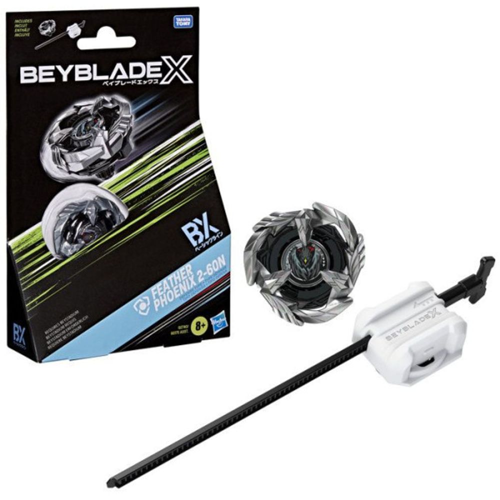 X starter pack feather phoenix 2-60n bx, toupie takara tomy de type défense avec lanceur, toupies de compétition, des