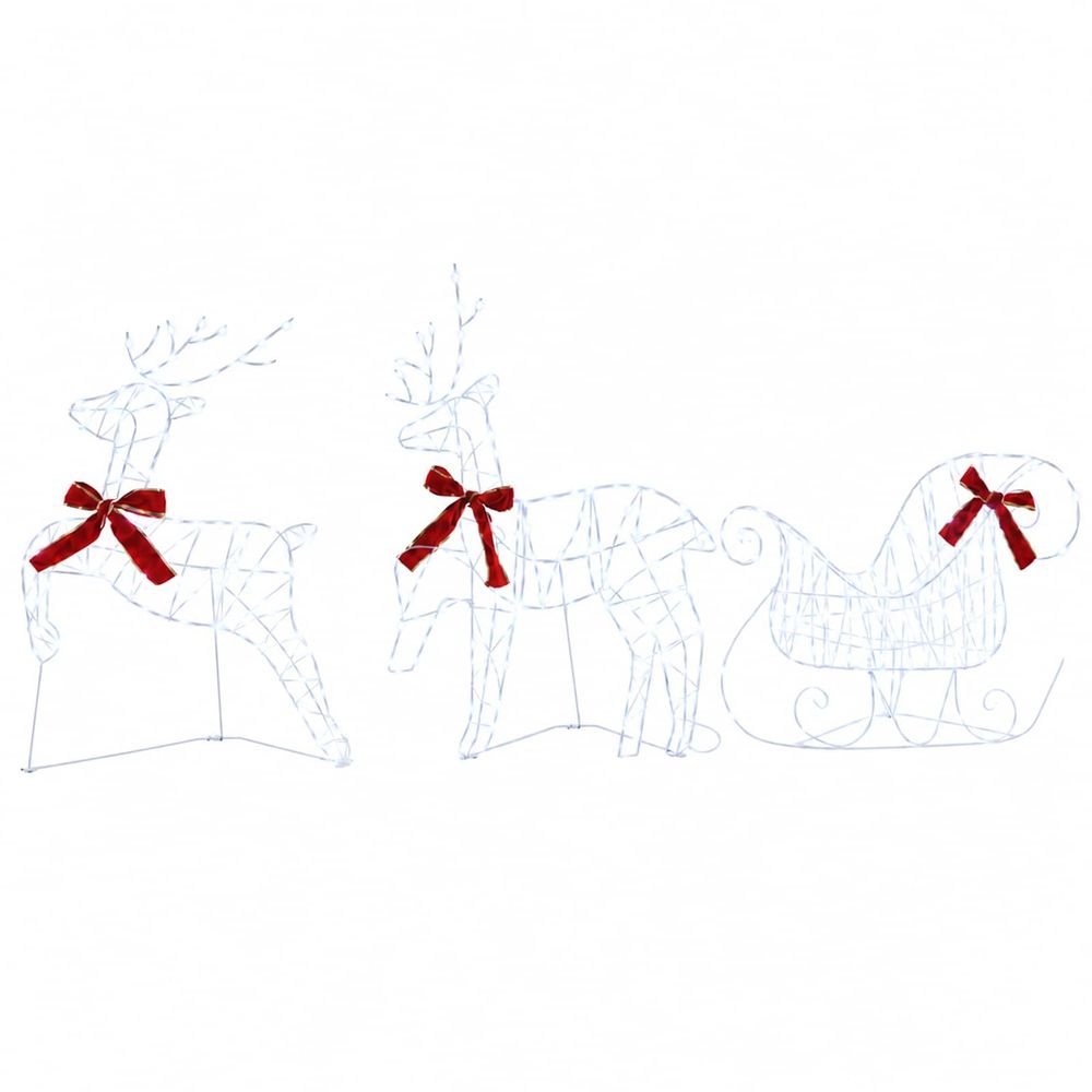 Renne de noël avec traîneau 3 pc 140 led blanc froid