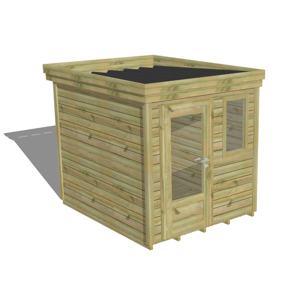 Abri de jardin bois pin traité autoclave 27mm - 2,14x2,64m / 6m2 - bac acier - plancher bois
