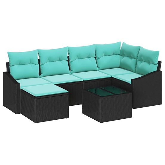 Ensemble de canapés 7 pc noir polyrotin