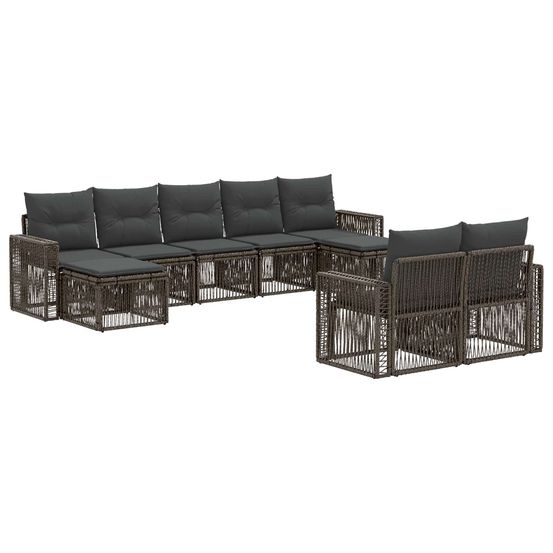 Ensemble de canapé de jardin 9 pc gris et gris foncé polyrotin