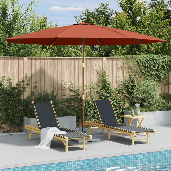 Parasol d'extérieur avec mât en bois 350 cm terre cuite