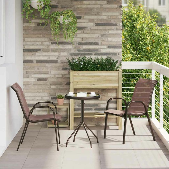 Chaises empilables de jardin lot de 2 marron tissu textilène