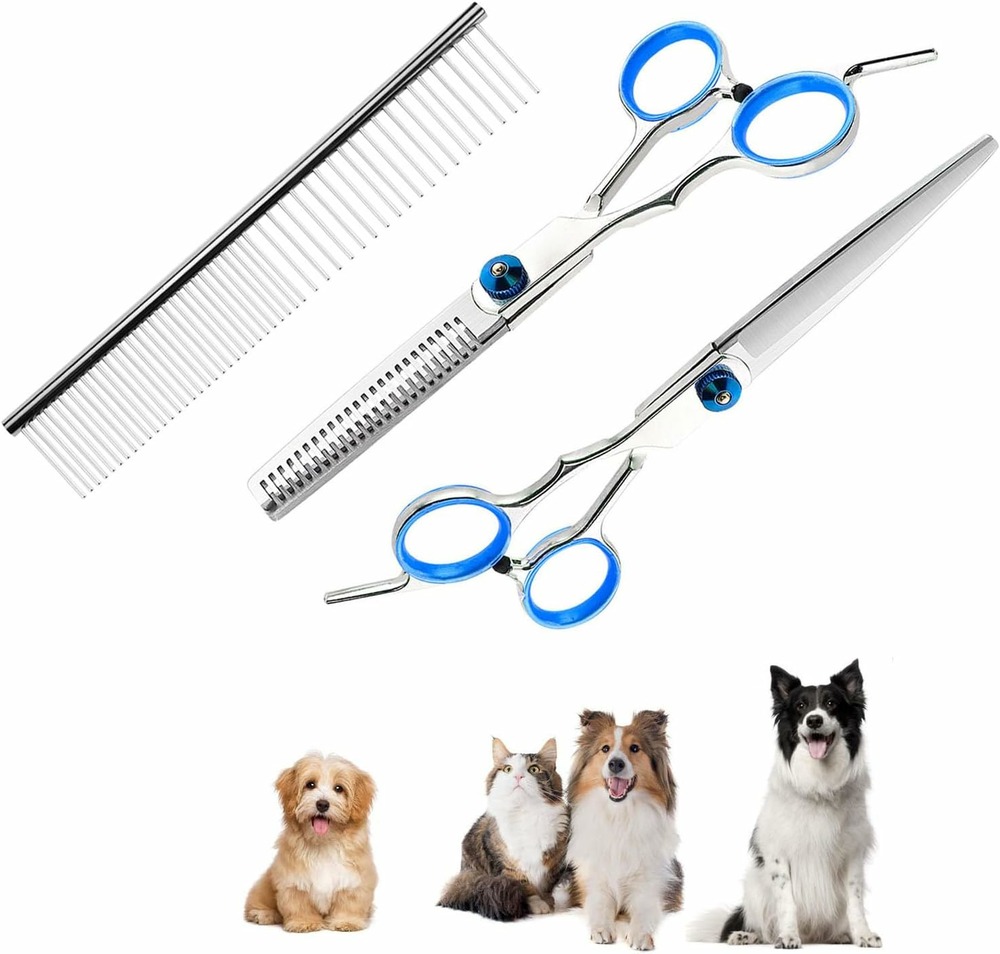 Set ciseaux de toilettage 3 pièces – lames inox ergonomiques