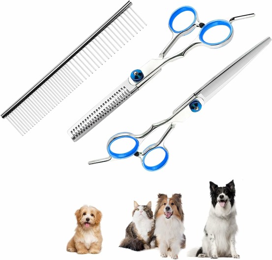 Set ciseaux de toilettage 3 pièces – lames inox ergonomiques