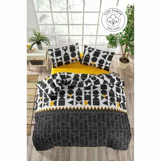 Parure de lit - housse de couette 220 x 240 + 2 taies d'oreiller 60 x 60 coton renforcé - noir