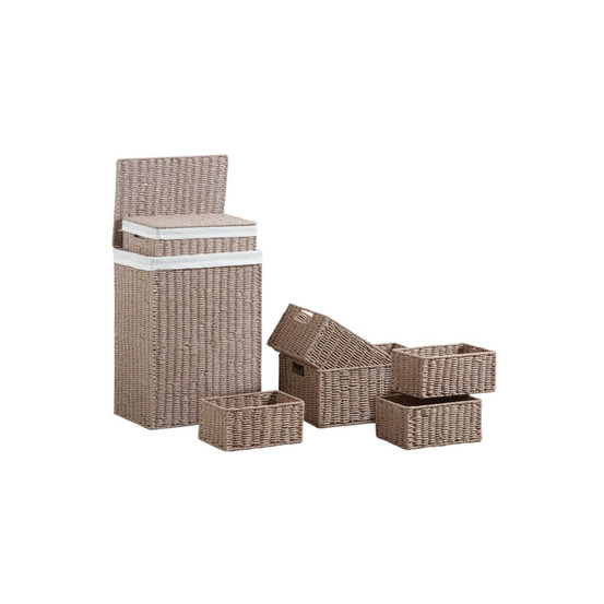 Paniers à linge en papier cordé taupe avec corbeilles (lot de7)